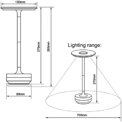 Galvanisierte wiederaufladbare LED-Tischlampe